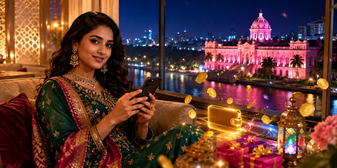 ঈদ উৎসবে ঢাকায় মোবাইলে অনলাইন জ্যাকপট খেলছেন একজন তরুণ